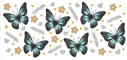 BUTTERFLY light blue and black • UV DTF Wrap