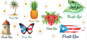 Puerto Rico, hibiscus, Garita, coqui • DOUBLE SIDE UV DTF Wrap