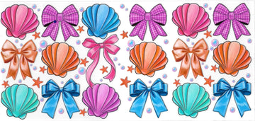 Sea shell & bow multi colors (DOUBLE SIDE) • UV DTF Wrap