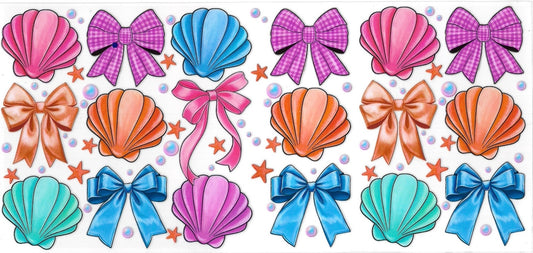 Sea shell & bow multi colors (DOUBLE SIDE) • UV DTF Wrap