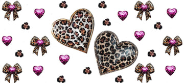 Cheetah Heart & Bow • DOUBLE SIDE • UV DTF Wrap