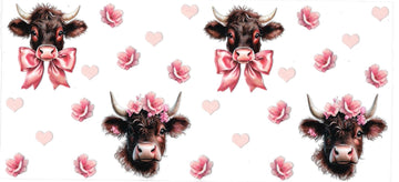 Cow with pink roses • (DOUBLE SIDE) • UV DTF Wrap