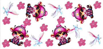 BABY COW PINK & FLOWERS • UV DTF Wrap