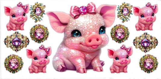 PINK PIG & DIAMONDS • UV DTF Wrap