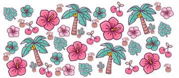 PALM, CHERRIES, FLOWERS • UV DTF Wrap