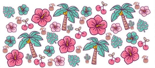 PALM, CHERRIES, FLOWERS • UV DTF Wrap