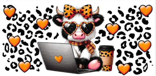 COW ANIMAL PRINT & LAPTOP • UV DTF Wrap