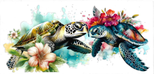 TURTLES & HIBISCUS • UV DTF Wrap