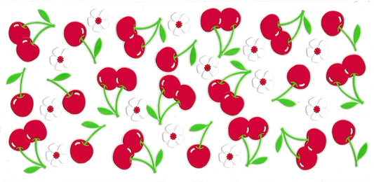 CHERRIES & WHITE FLOWERS • UV DTF Wrap