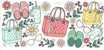 PURSE, SANDALS, FLOWERS • UV DTF Wrap