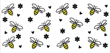 BEE, BLACK HEART & FLOWER • UV DTF Wrap