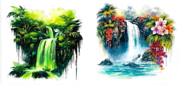 RIVER & TROPICAL FLOWERS • UV DTF Wrap