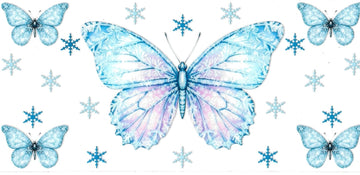 Blue butterflies & snow flakes • DOUBLE SIDE UV DTF Wrap