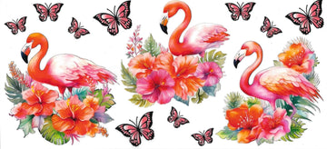 Flamingo & butterflies (DOUBLE SIDE) • UV DTF Wrap