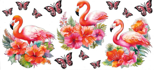 Flamingo & butterflies (DOUBLE SIDE) • UV DTF Wrap