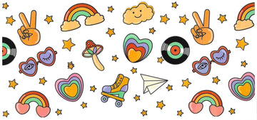 Rainbow, rollerblades, stars, clouds • DOUBLE SIDE UV DTF Wrap