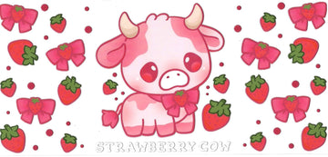 Cow pink with strawberries (DOUBLE SIDE) • UV DTF Wrap