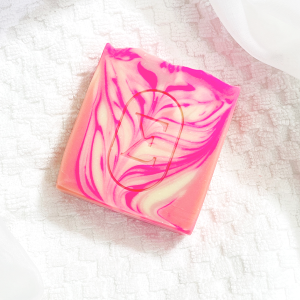 ROMANCE | Strawberry Champagne Artisan Soap | hot pink, pink & white style